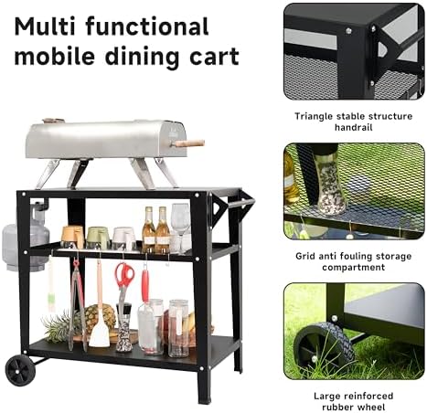 LEETOLLA Outdoor Grill Cart with Wheels, BBQ Prep Table