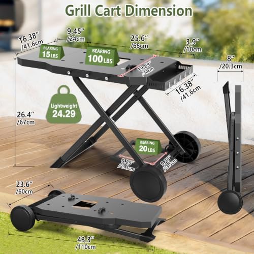Portable Grill Cart for Blackstone 17"& 22" Griddle