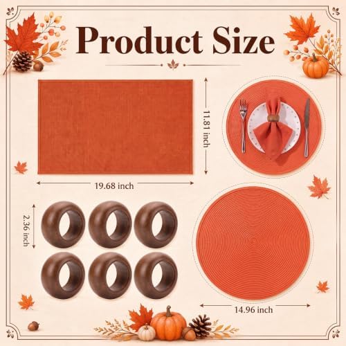 Fanfanwin 19 Pcs Fall Table Runner Placemat Set Thanksgiving Decor