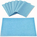 Cloth Placemats Set of 8, Linen Type Fabric Placemats Machine Washable Heat Resistant Placemats Wrinkle Free Thick Polyester Kitchen Place Mats for Dining Table (Light Blue)