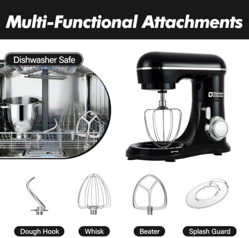 Kitchen in the box 6.5 QT Stand Mixer, 10-Speed Electric Mixer (Black)