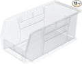 Akro-Mils 30230 AkroBins Plastic Storage Bins, Space-Saving Stackable Bins for Garage, Pantry, Craft Organization, 11-" x 5-" x 5-", Clear, 12-Pack