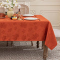 Softalker Fall Jacquard Square Tablecloth, 60 x 60 Inch Burnt Orange