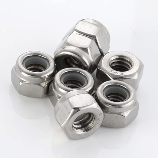 MewuDecor 3/8-16 Nylon Insert Hex Lock Nuts Locknuts, 304 Stainless Steel 18-8, Bright Finish, 25 PCS