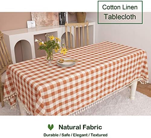Midsummer Breeze Fall Thanksgiving Orange Gingham Tablecloth 55”x102”