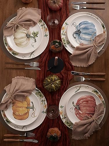 Bico Pumpkin Feast Salad Plates Set of 4, 8.75 Inch Ceramic Dessert Plates for Salad, Appetizer, Side Dishes, Microwave and Dishwasher Safe, Gift for Housewarming and Thanksgiving