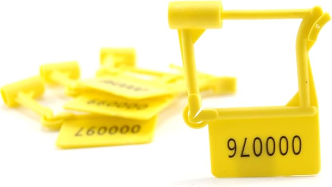 Plastic Security Padlock Seals Numbered Security Tags - Tamper Proof Disposable Locks for Luggage Medical Clothing (1000 PCS) (Yellow)