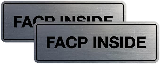 Signs ByLITA Standard FACP Inside Sign | Fire Safety Signage (Brushed Silver) - Medium 2 Pack