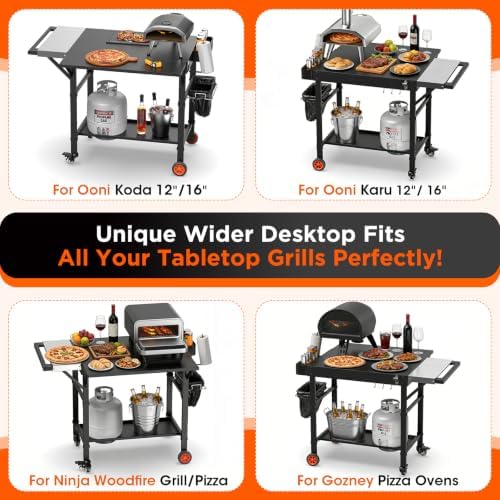EUTRKei Grill Table, Pizza Oven Table, Grill Cart for Ooni Ninja Blackstone