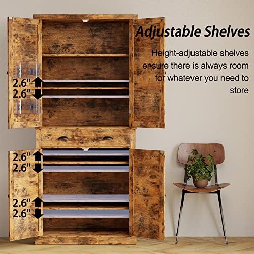 IRONCK Kitchen Pantry Storage Cabinet, 72.6" H Cupboard, Vintage Brown