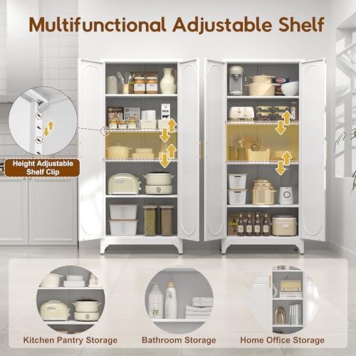 UNICOLY 75" Tall Pantry Storage Cabinet with Doors and Adjustable Shelves