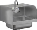 AmGood Stainless Steel Wall Mount Hand Sink | NSF | Commercial Hand Washing Basin For Restaurant, Kitchen and Home (17" x 15" with Sidesplash)