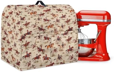 Universal Stand Mixer Dustproof Cover Horse Cowboys Pattern Compatible with Kitchen Aid Mixer Soft Washable Stand Mixer Covers for 4.5-5 Qt Mixer