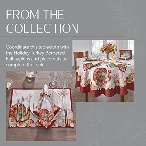 Holiday Turkey Bordered Fall Tablecloth, Multicolor - 52" W x 52" L Square