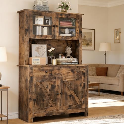 IDEALHOUSE 63" Kitchen Pantry Cabinet with Drawers, Storage, Rustic Brown