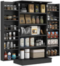 HOMCOM 41" Kitchen Pantry Storage Cabinet 12 Door Shelves Black