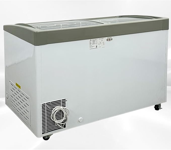 Chest Freezer Glass Door sliding Commercial Ice Cream Freezer 50" White Curve Display Top w/Storage Baskets 15-Cu.Ft sd451s