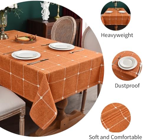 Zobesta Orange Tablecloths Rectangular 86x53 Inch Fall Table Cloth Linen