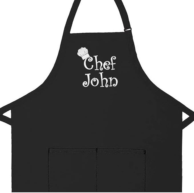 Made in the USA Personalized Embroidered Premium Adult Apron for Men Women Fathers Mothers Day Kitchen BBQ Grilling Gift