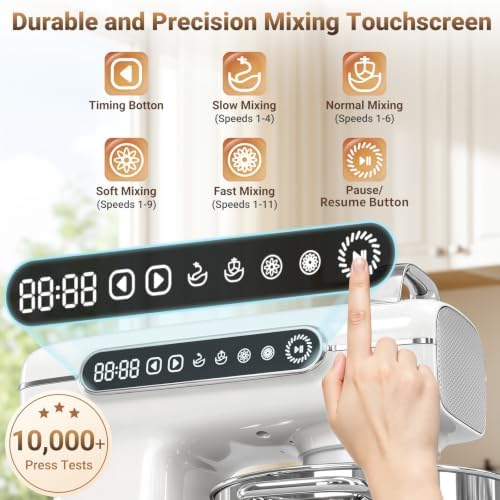 ZACME 8.5QT Commercial Stand Mixer 1000W with Aluminum Die Casting Meets the Standard of NSF/ANSI 8-2023, 11 Speeds Electric Stand Mixer, Tilt-Head Dough Mixer with Bowl, Dough Hook, Whisk and Beater