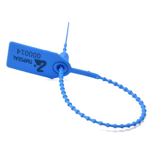 100 Blue Plastic Tamper Seals, Zip Ties Numbered for Fire Extinguishers Pull Tite Security Tags Disposable Self-Locking Safety Ties 250mm Length