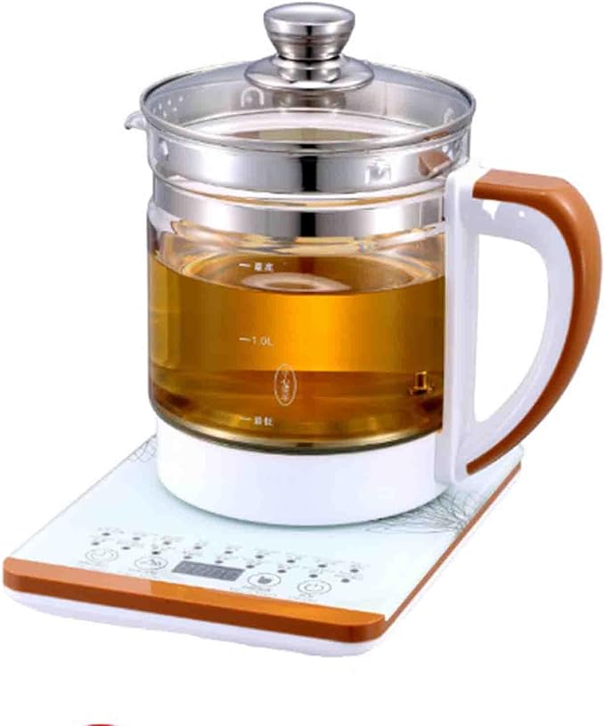 Health Pot Glass Electric Kettle for Tea & Coffee, Temperature Control Electric Kettle with Steamed Eggs Holder, 18 Smart Menu Health Pot Reservation & Timing Tea Infuser for Tea,002