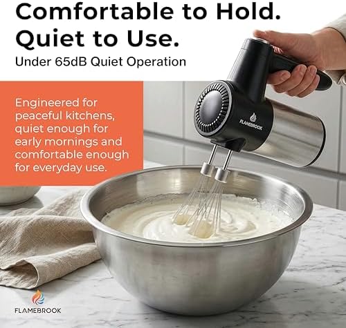 Cordless Hand Mixer | Rechargeable 7-Speed Electric, Black