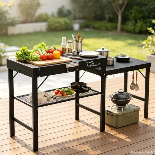 Outdoor Grill Cart,Outdoor Garden Patio BBQ Kitchen Food Prep Table Cart