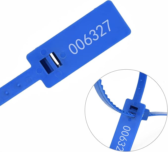 Heavy Duty Plastic Security Seals with Self-Locking, Tamper Evident Design - Blue, 1000 PCS (13.2" x 337 mm)