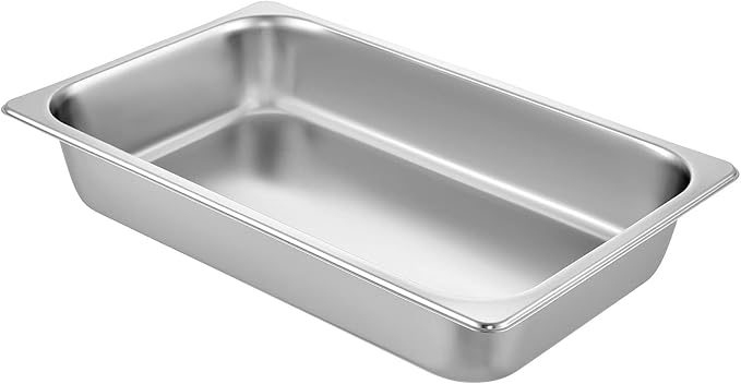 VEVOR Hotel Pans Full Size 4-Inch Deep, Steam Table Pan 6 Pack,0.8mm Thick Stainless Steel Anti Jam Steam Table Pan for Home, Party, Restaurant, Hotel, Buffet