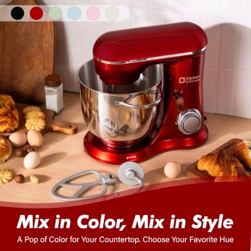 Kitchen in the box 6.5QT Stand Mixer,10-Speed Stainless Steel Bowl (Red)
