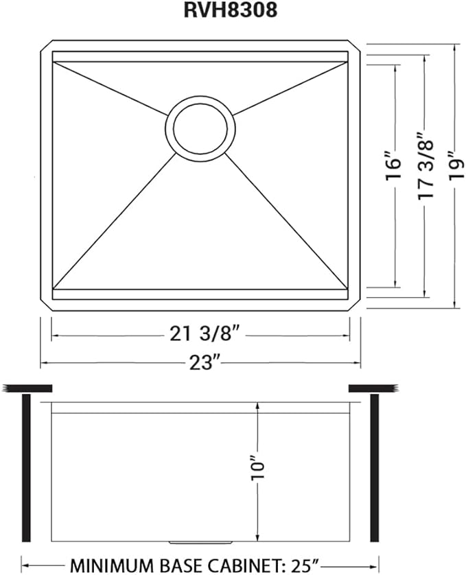 Ruvati 23" Workstation Ledge Bar Prep Kitchen Sink Undermount 16 Gauge Stainless Steel Single Bowl - RVH8308