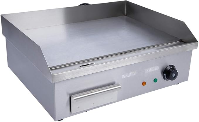 Commercial Electric Griddle 110V 3000W Electric Flat Top Griddle Non-Stick Teppanyaki Grill, 22'' x 14'' Cooking Plate, Stainless Steel Restaurant Electric Countertop Griddle Tabletop Grill