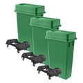 3 pack 23 Gallon Waste Bin with Lid & Dolly, Heavy-Duty Trash Can, Slim Rectangular Garbage Bin, Durable Waste Container, Recycling Bin, Plastic Wastebasket for Kitchen, Garage, Restaurants, Office