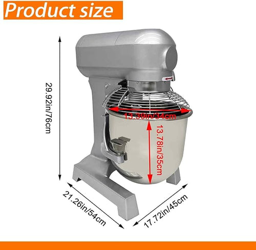 110V Commercial Dough Mixer with 3 Types of Mixing Tools, 30L Stainless Steel Dough Kneading Machine, 1250W Adjustable Speed Bakery Equipment, Safety Lid Lock & Auto Stop Function