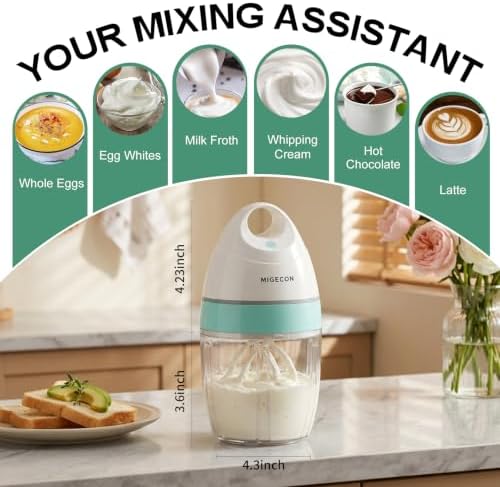 MIGECON Stand Mixer Electric Kitchen Mixer 900ml Egg Electric Whisk, White