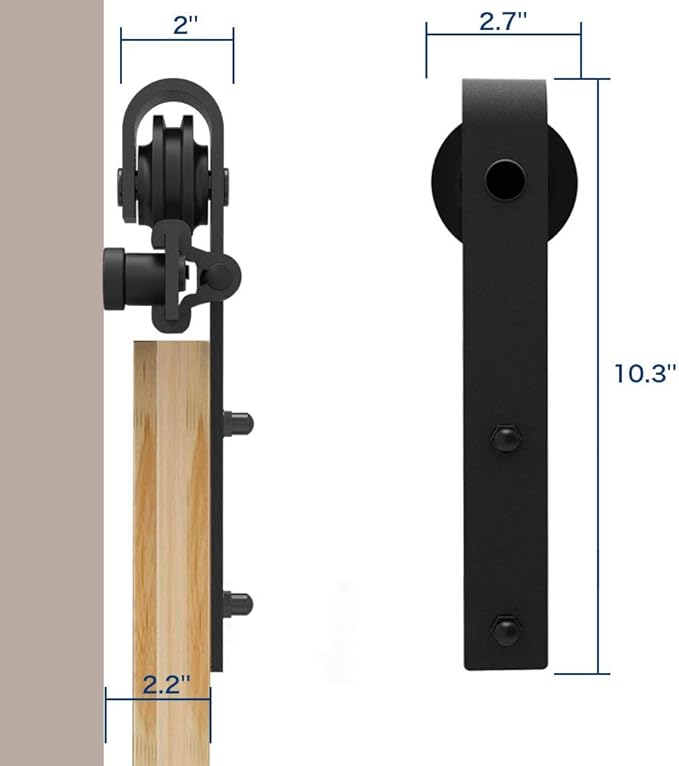 CCJH 8.2FT Single Sliding Barn Door Hardware Kit Black Basic Roller Carbon Steel Hanger Flat Track System for Closet Kitchen 1 Door 49 inch Wide