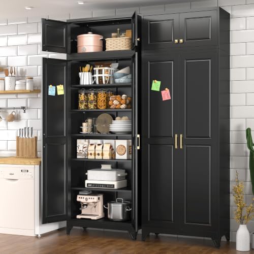 Polup 90" Pantry Cabinet, Tall Metal Storage Cabinet with Doors and Shelves