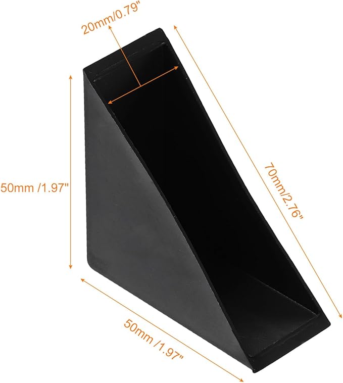 uxcell 20Pcs Plastic Corner Protectors 20x70mm Right Angle Shape Glass Corner Guards Cushion for Corner Protection of Glass, Mirror, Tile, Black