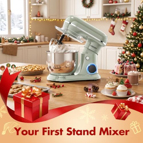 CEBORY Stand Mixer, 4QT 10+P-Speed Electric Kitchen Mixer with Bowl