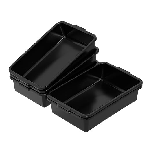 Black Small Plastic Bus Tubs, 8 L Food Service Bus Tub Box, 5 Packs