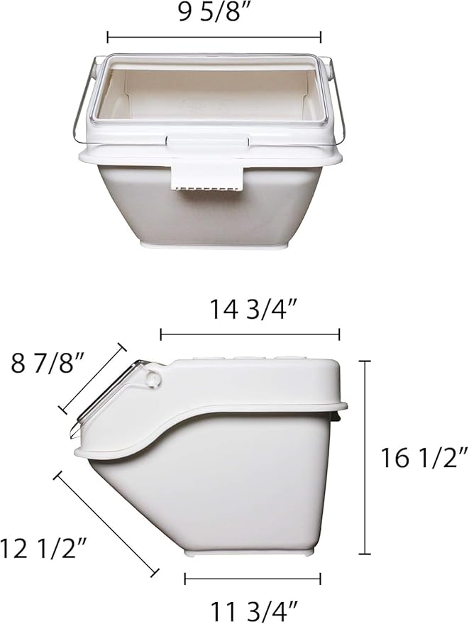 TrueCraftware- 10 Gallon (150 Cups) Shelf Ingredient Bin White with Clear Flip Top Lid & Measuring Scoop- Stackable Plastic Kitchen Pantry Storage Bin for Dry Food Flour Sugar Kitchen Restaurant