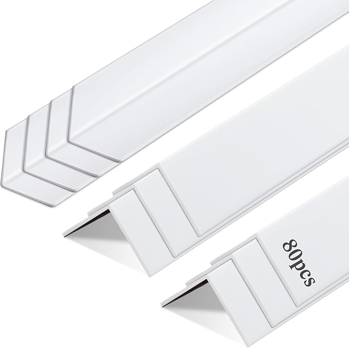 Sasylvia 40 Pcs 2-3/8 x 48 Inches Wall Corner Protector Guards, Avoid Scratching Scuffs, White Vinyl Corner Trim Molding, Easy to Install & Cleaning for Door Countertop Furniture Cabinet Protection