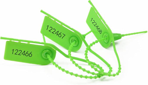1000 PCS Plastic Tamper Seals Pull Tight Security Seals Tags Breakaway Seals Numbered Zip Ties Disposable Self-Locking Ties for Fire Extinguisher, Tear Off Type, 210mm Length