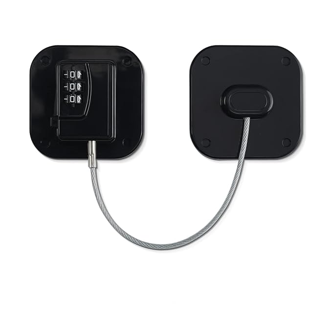 A Pack Refrigerator Lock Combination Coded Fridge Lock Freezer Child Safety Lock Door Lock with Strong Adhesive No Keys Needed Black