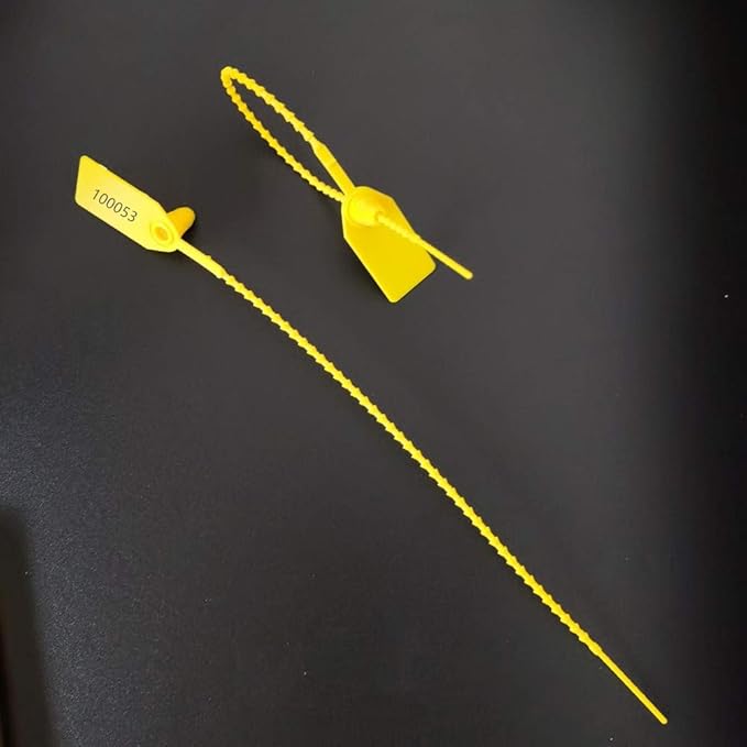 Plastic Security Tags Numbered Tamper Proof Seals Self Locking Zip Ties 9.84" Length Yellow (Pack of 500)