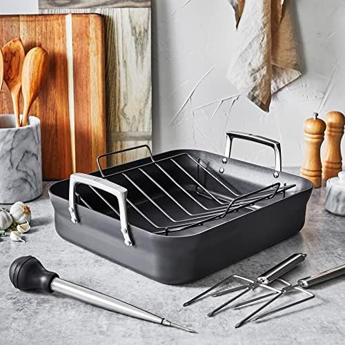 ZWILLING Motion Hard Anodized 16 x 14-inch Aluminum Nonstick Roaster Pan w/Rack & Tools