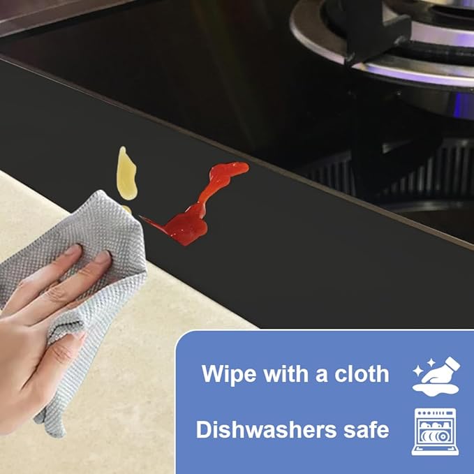 Gosmol Silicone Stove Gap Covers Folding,25 Inches Stove Gap Filler 2pcs,Kitchen Sealing Strip Between Electric Stove,Countertop,Oven Spacer Black
