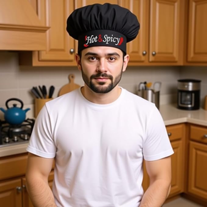 The Apron Place Adjustable Professional Chef Hats, Multiple Personalized Embroidered Designs to Choose from, Made in The USA