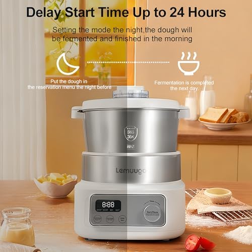 Electric Dough Maker, 6.34QT Automatic Dough Mixer with Kneading & Proofing